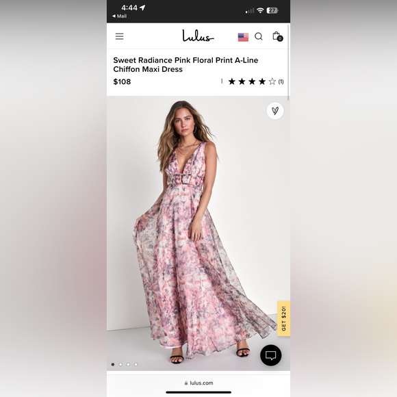 Lulus | Dresses | Lulus Sweet Radiance Pink Floral Print Aline Chiffon Maxi  Dress | Poshmark